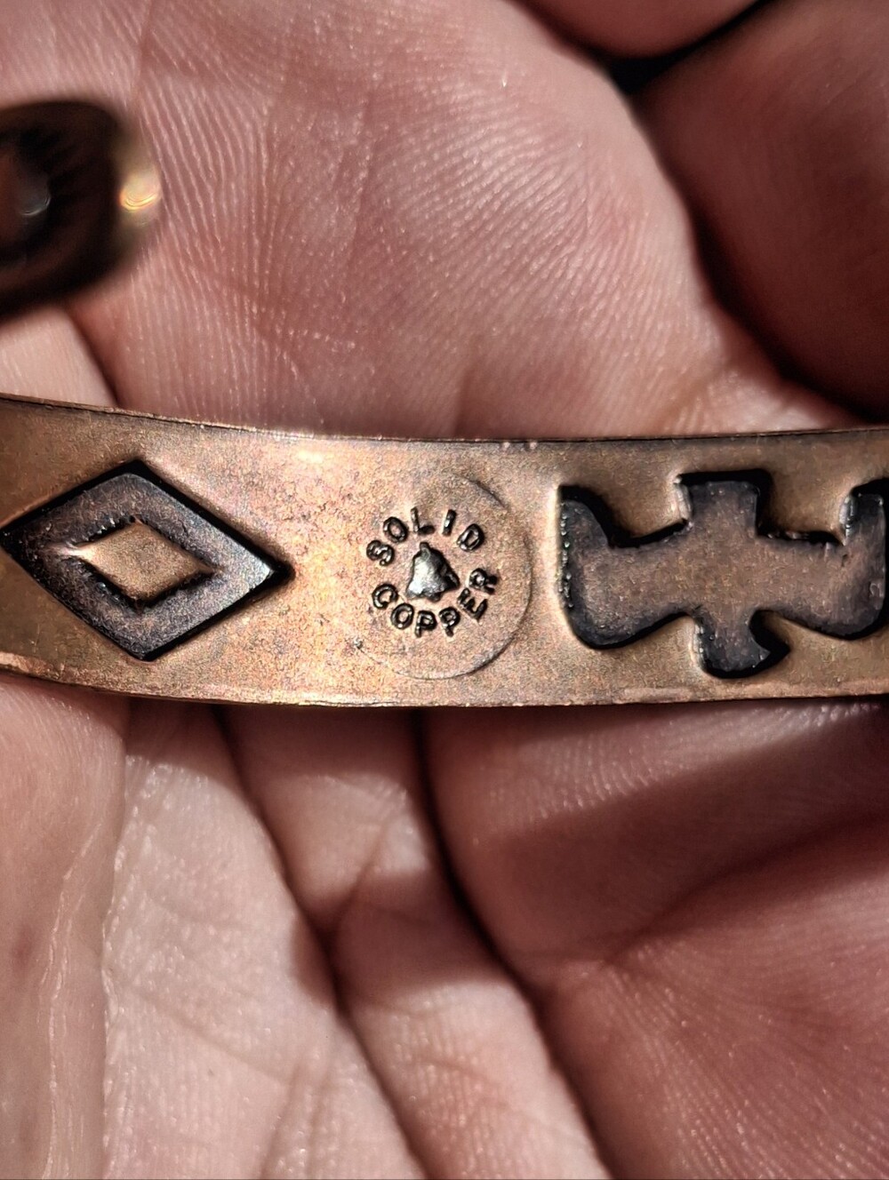 VTG Southwestern Stamped Bell Trading Post Copper Thunderbird Cuff Bracelet - Picture 6 of 8